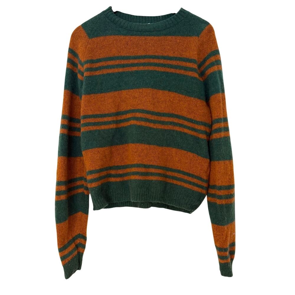 Vintage 1950s McGregor Orange and Green Striped Wool Knit Sweater